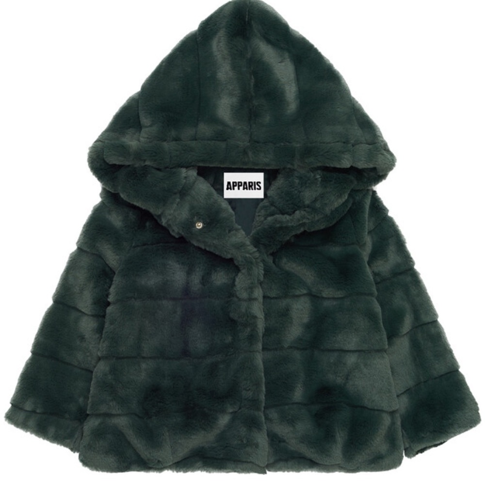 APPARIS Goldy Faux-Fur Jacket in Dark Green Kids
